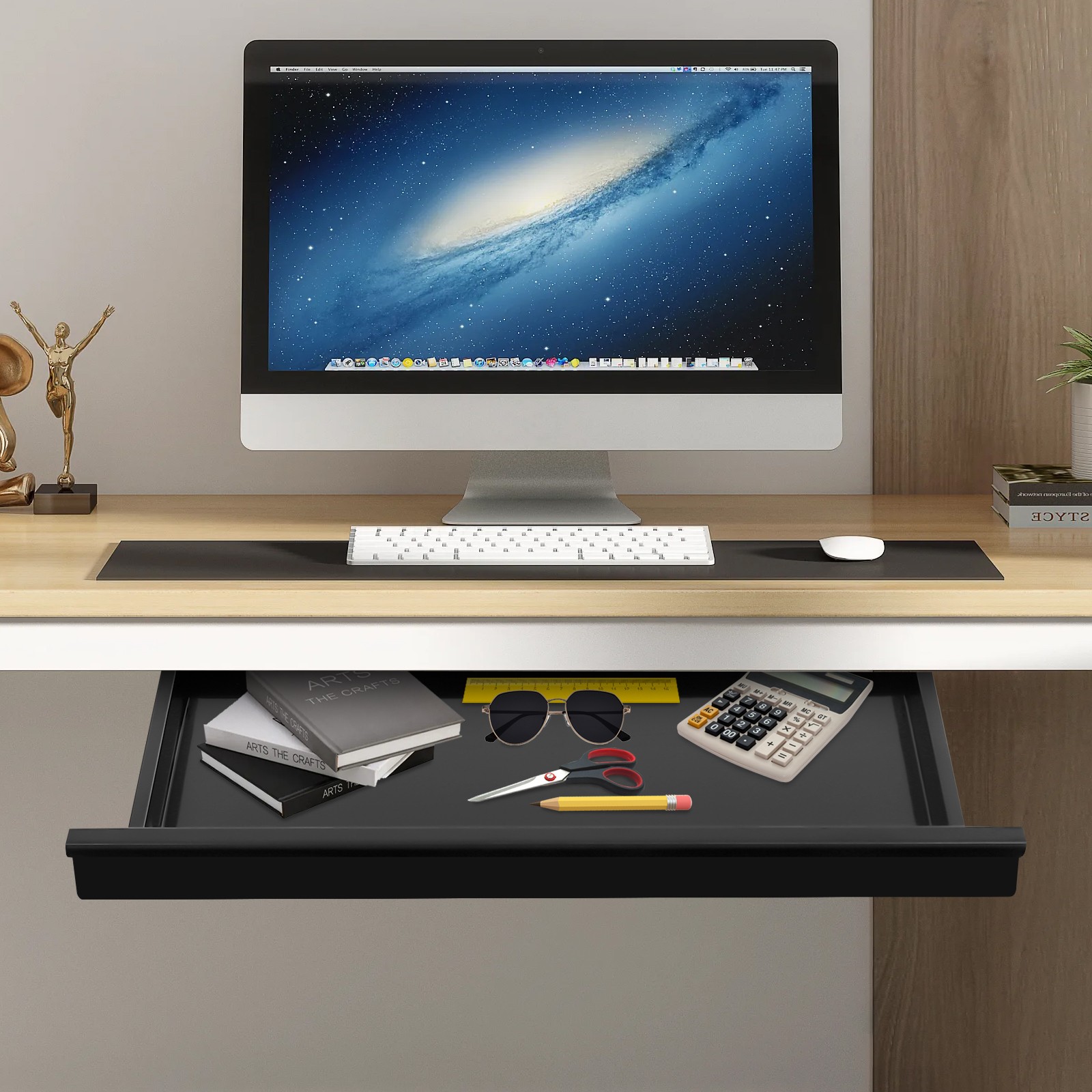 Under Desk Sliding Pull-Out Drawer Organizer for Standing Desks-image