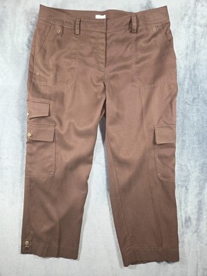 Cache Pants Capri Size 8 Brown Cropped Casual Pockets