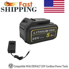 Battery and Charger Kit for DEWALT 20V MAX 5Ah, Only Fit For Our Store Tools