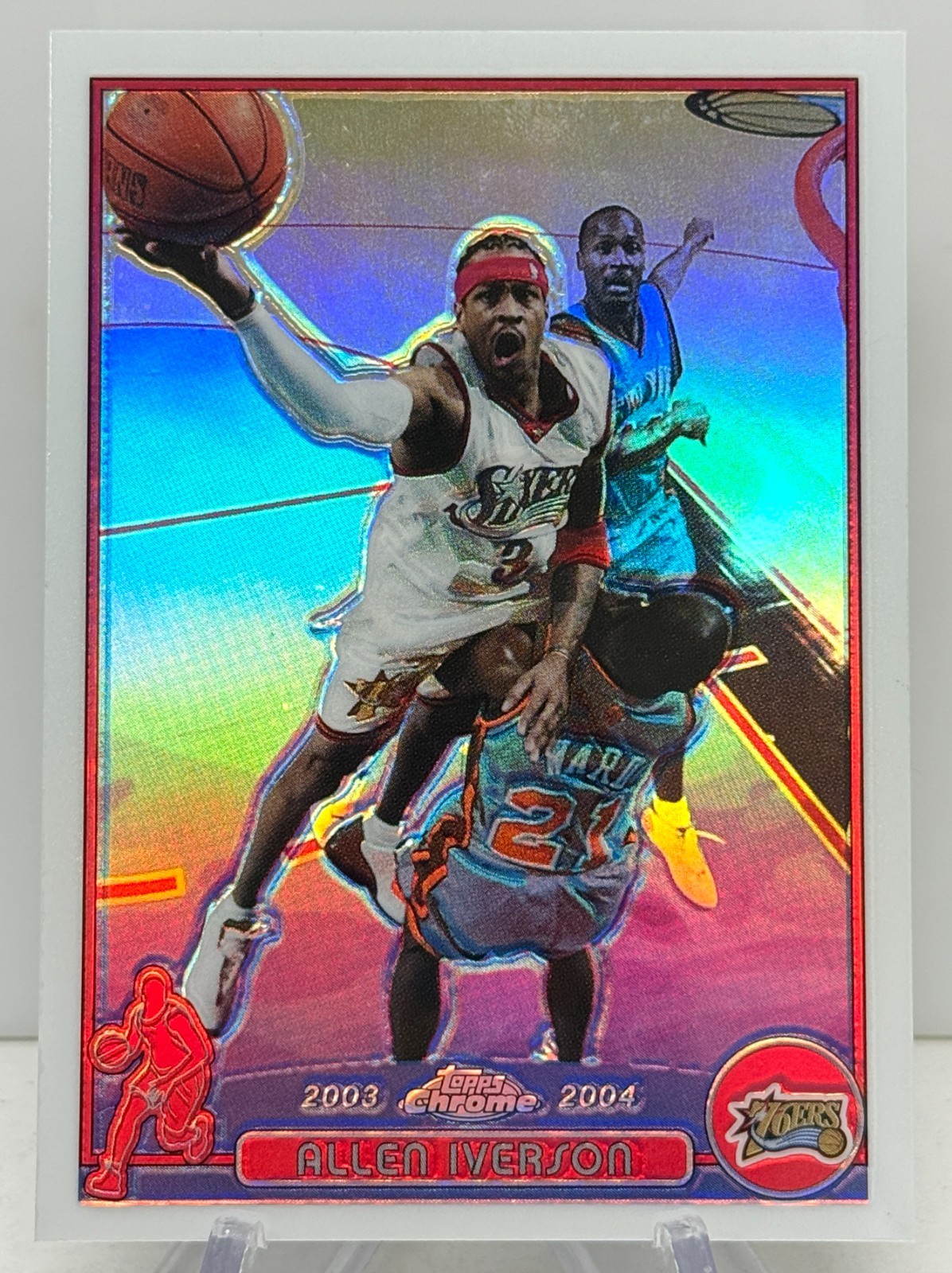 2003-04 Topps Chrome Allen Iverson Refractor #3 Philadelphia 76ers HOF
