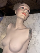 Vintage Female Mannequin Head Bust - RARE LEANING PIECE