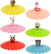Wrapables® Cute Animal Silicon Cup Lids, Anti-Dust (Set of 6), Animals 