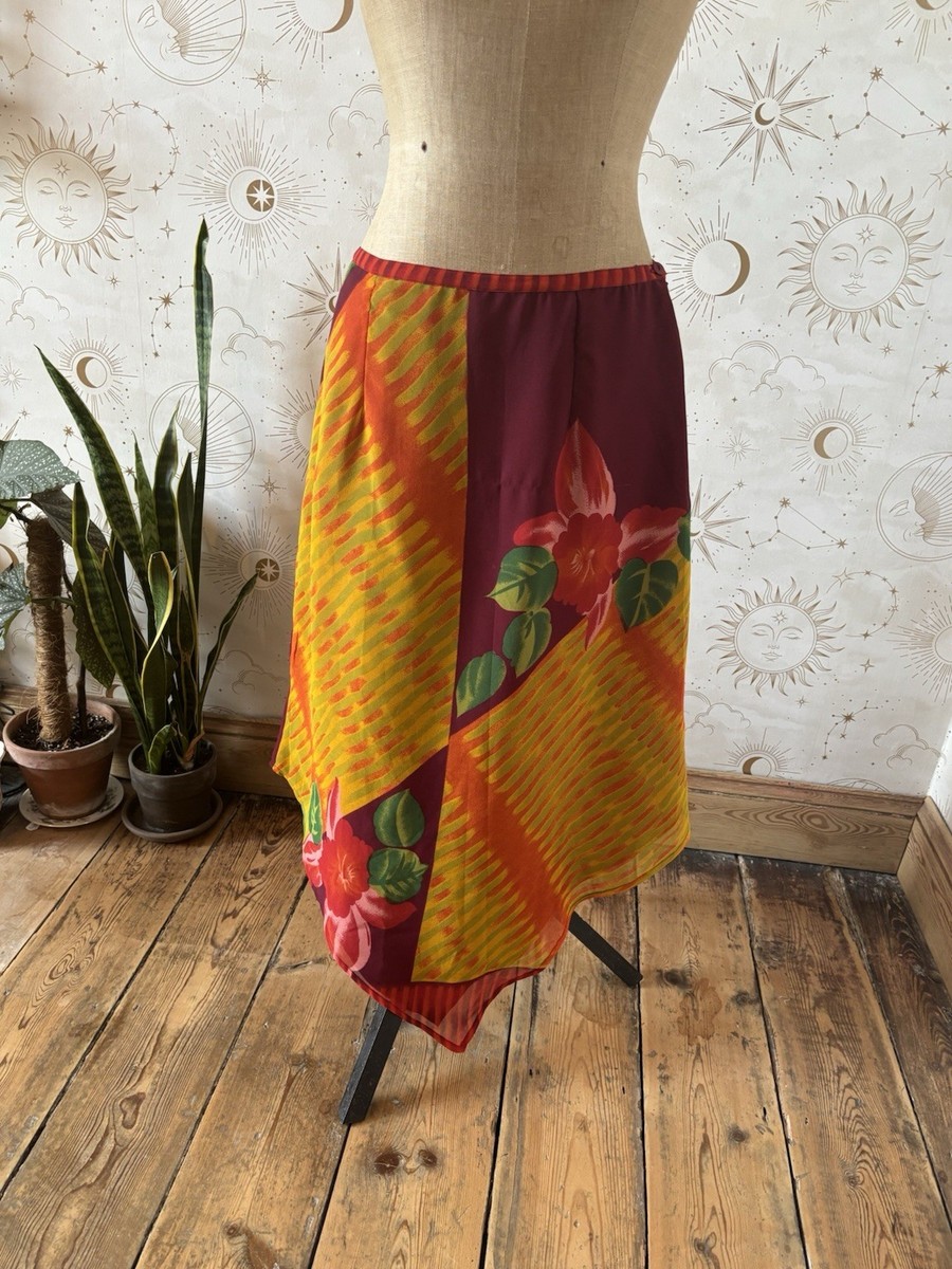 Phool NWT Handkerchief Hem Skirt UK 14 Red Yellow Hippy Boho