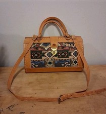 Force Ten Classic Leather Satchel Embossed Hand Tooled Bag Purse Southwest Style