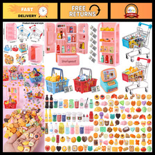 143pcs Mini Shopping Cart Set - Dollhouse Accessories, Food  Drink Toys, Cash R