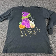 Vintage Screen Stars Best Shirt Mens Large Black Halloween Witch Made USA 90s