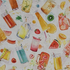 Summer Fruit Drinks Fabric Springs Creative Cotton HALF YARD Continuous