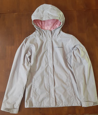 Girls Columbia Arcadia Rain Jacket, Size Medium, Gray with Pink Lining