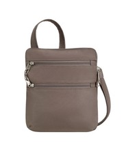 TRAVELON Anti-Theft CLASSIC Slim Double Zip Crossbody Hazelnut 43116 NWT