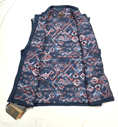 New &LORE Nanotex Aquapel Quilted TRIBAL Vest Men's LARGE L Insignia Blue POLY image 2