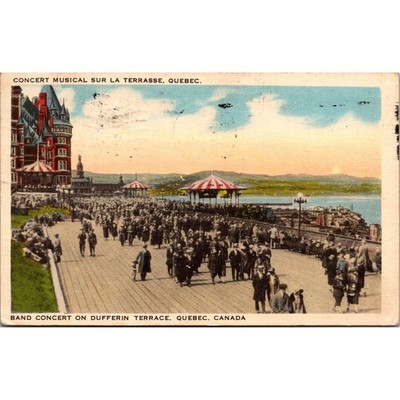 Band Concert on Dufferin Terrace Quebec Canada 1938 Vintage Postcard SPW3