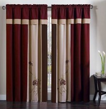 Chezmoi Collection Vienna 4-Piece Embroidered Floral Window Curtain/Drape Set...