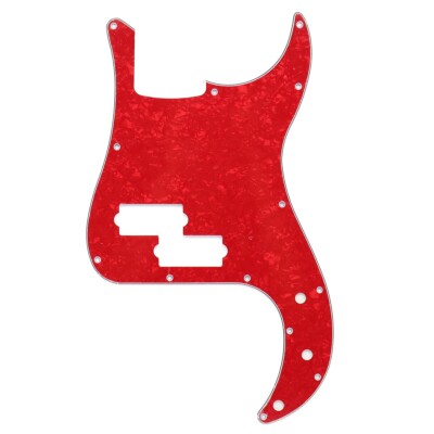 Red Pearl PVC 4 Ply P Bass Pickguard 13 Screw Holes Scratch Plate for PB Bass