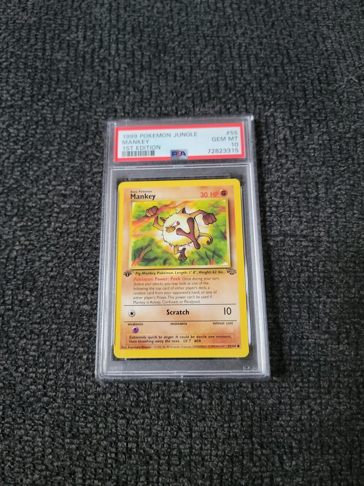 Pokémon Jungle Set 1st Edition Regular Finish Mankey 55/64 PSA 10