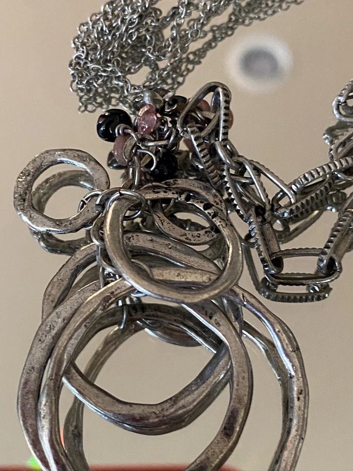 COLLAR COLGANTE TEXTURA ENVEJECIDA PIEDRA GENUINA ARROYO AGUA FRÍA Set 2 Foto 3 de 4