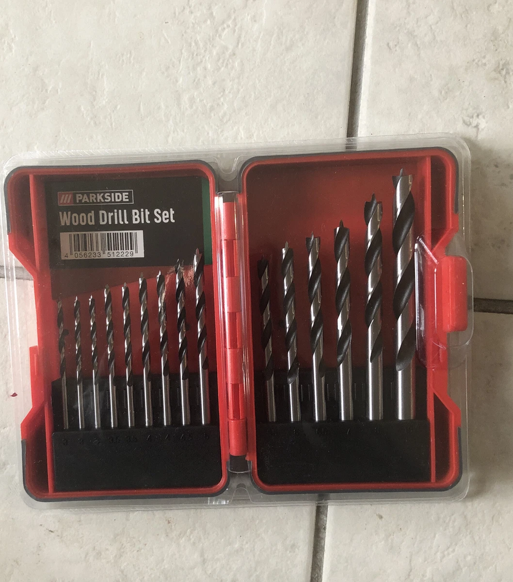 Parkside Wood Drill Bit Set Case. 15 Piece 3mm To 10mm PBB 4