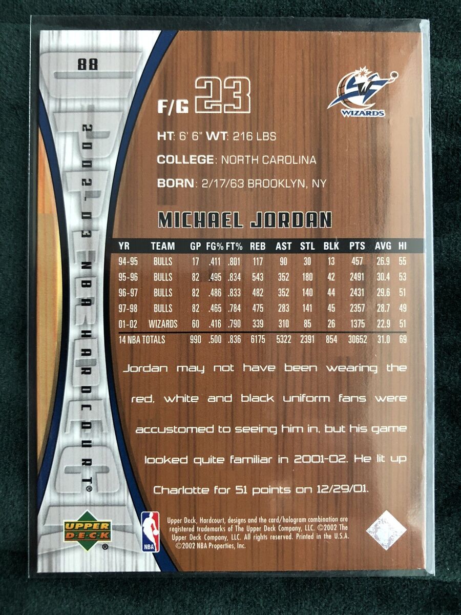 MICHAEL JORDAN 2002-03 Upper Deck Hardcourt #88 Washington MICHAEL JORDAN 2002-03 Upper Deck Hardcourt #88 Washington