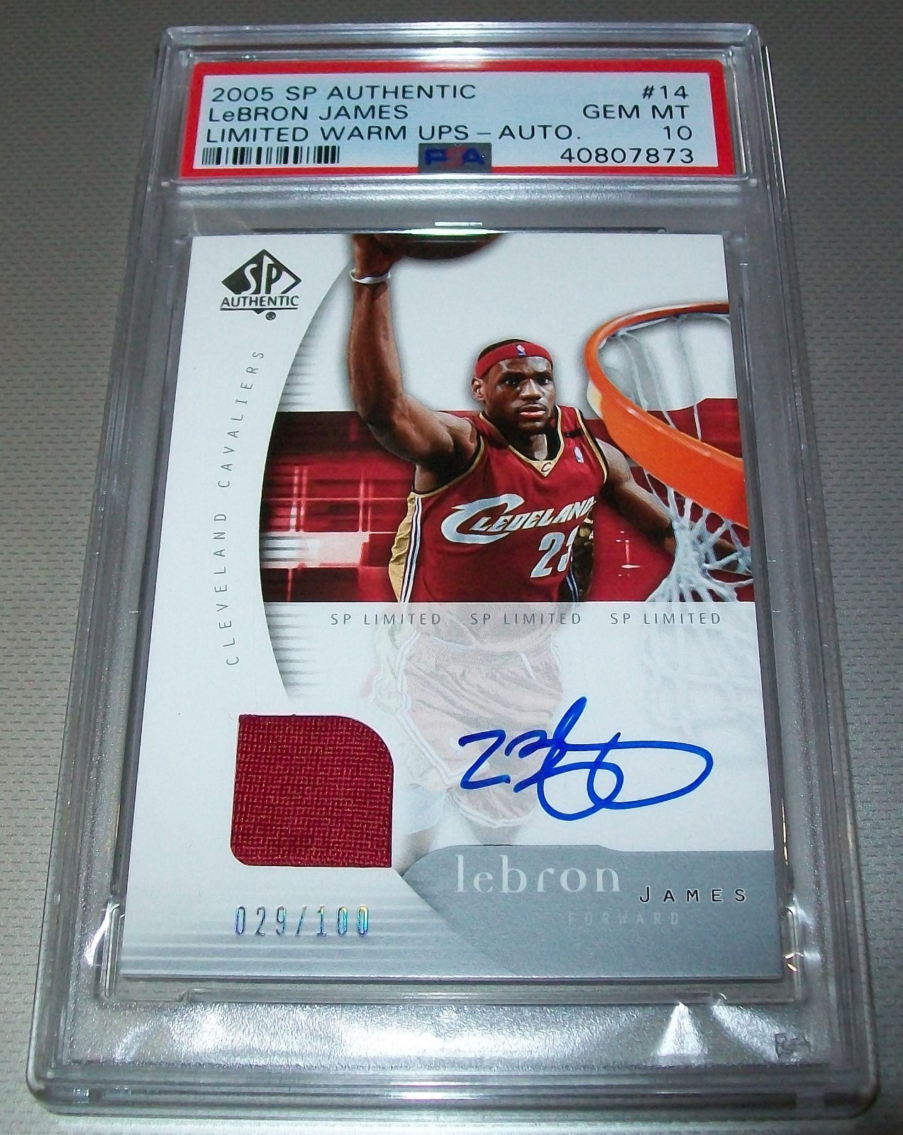 2005 UD SP Authentic LeBron James Jersey Auto 29/100 PSA 10 'LIMITED WARM UPS'  view 2