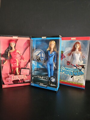 Marvel Barbies Amazing Spider-Man Mary Jane, Elektra  Invisible Woman Fantastic4