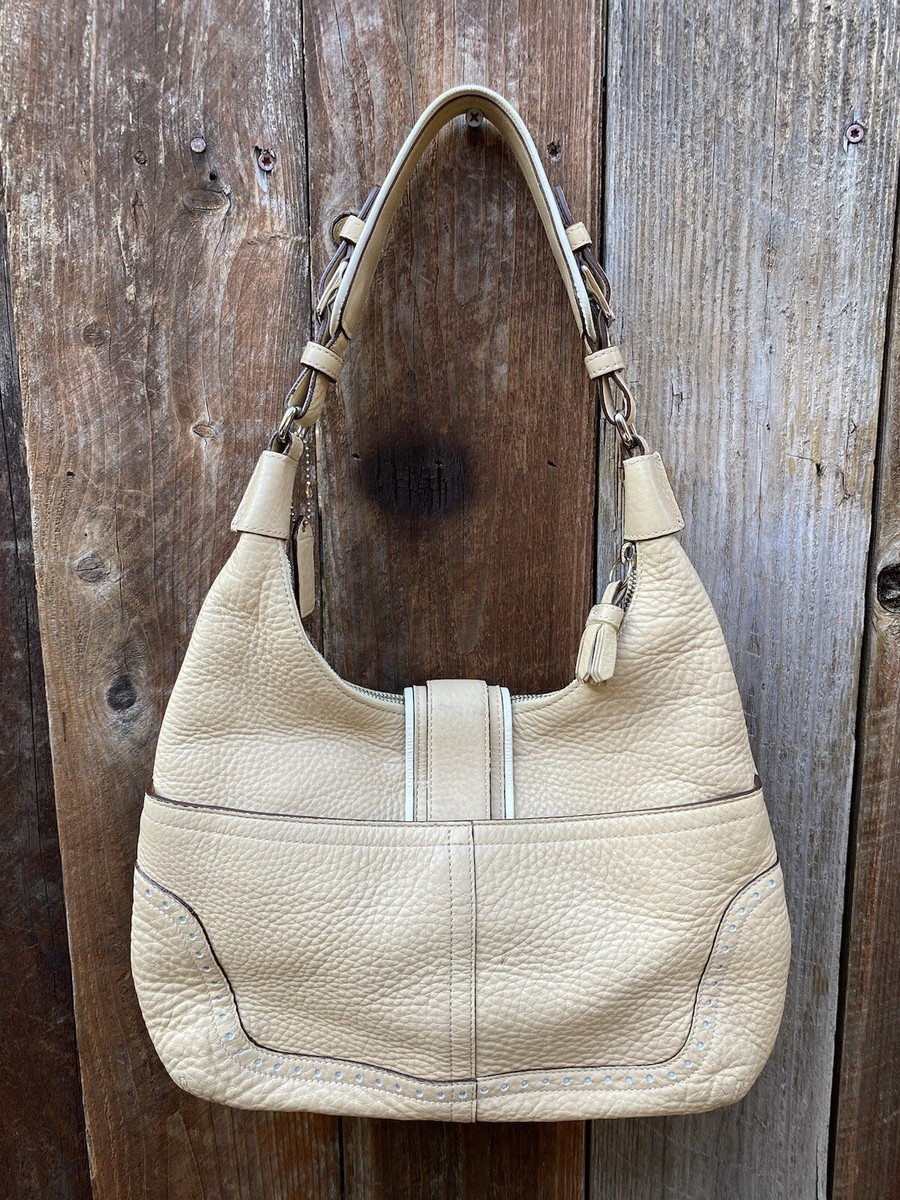 Vintage Coach 5054 Beige Pebble Leather Hobo Shoulder Bag | eBay