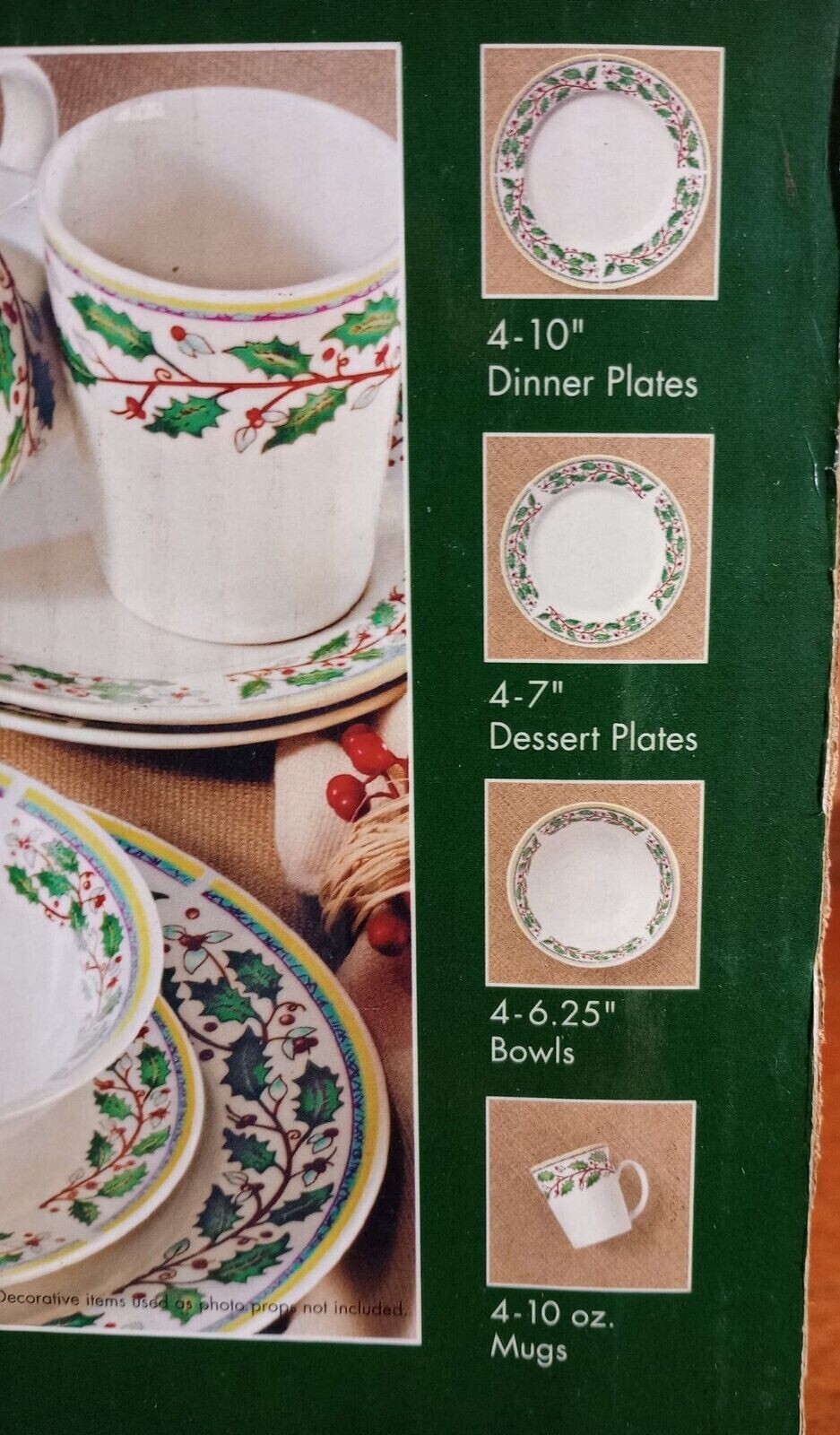 16 pc (Service for 4) Gibson Christmas Dinnerware Set Holly Berry