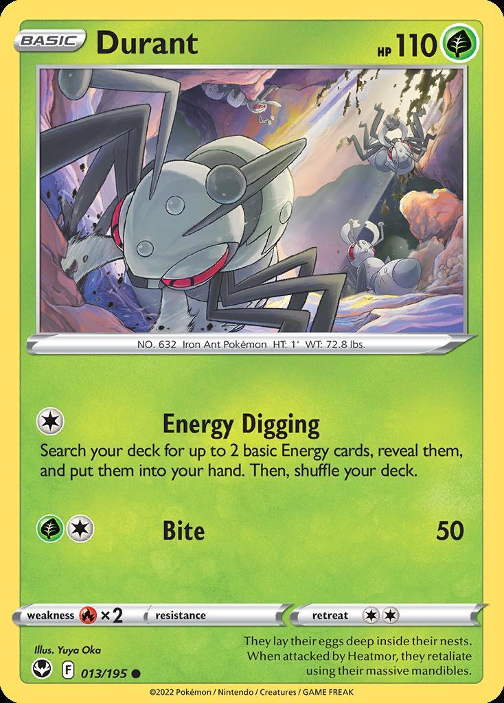 Pokemon Durant (13/219) Silver Tempest LP REVERSE HOLO