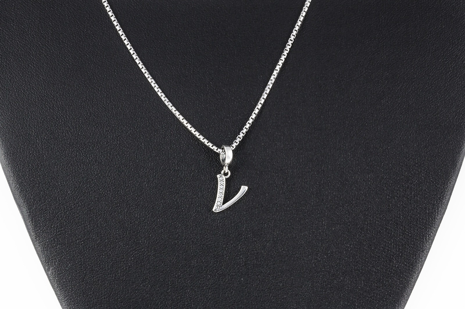 925 Sterling Silver Initial Charm Necklace AZ initials Box Chain