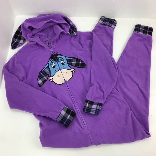 Disney Women's Eeyore Hooded Fleece One Piece Pajamas Union Suit