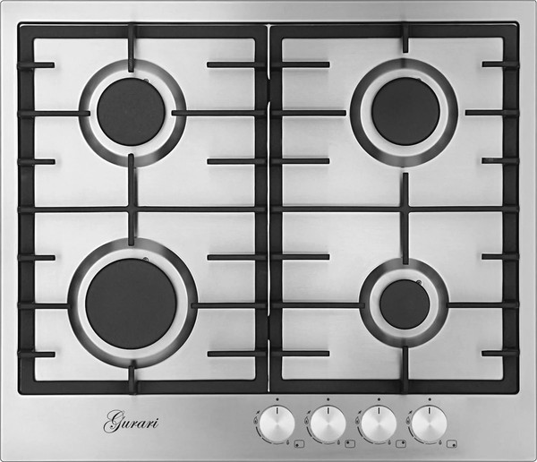 Gurari Gch Fb 604 Gaskochfeld 60 Cm Edelstahl 4,0 Kw Wok 4 Flammig Einbau Autark-image