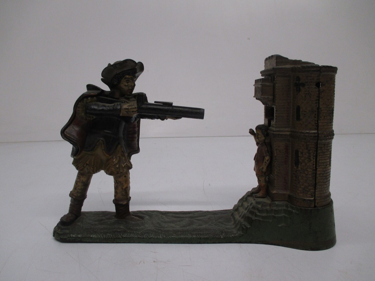 Antique June 23 1896 Patent William Tell Cast Iron Mechanical Bank
