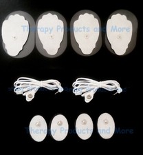 2 LEAD CABLES 4 WAY 2.5mm  4 LG  4 SM OVAL PADS FOR ELIKING DIGITAL MASSAGER