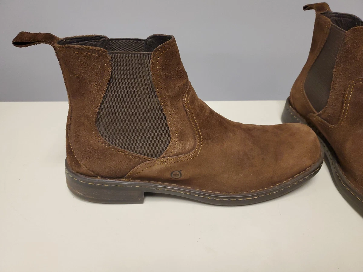 BORN Hemlock Mens Brown Leather Suede Chelsea Boots Sz 13M M6365 CKG9