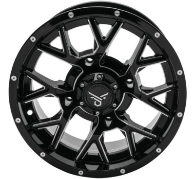 Quad Boss Barbwire Wheels 15x7, 4/137, 5+2 Black/Milled RT-GW081157137MBIB