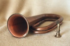 Vintage Copper and Brass Bugle With removable Mouth Piece. Made in India BUGLE