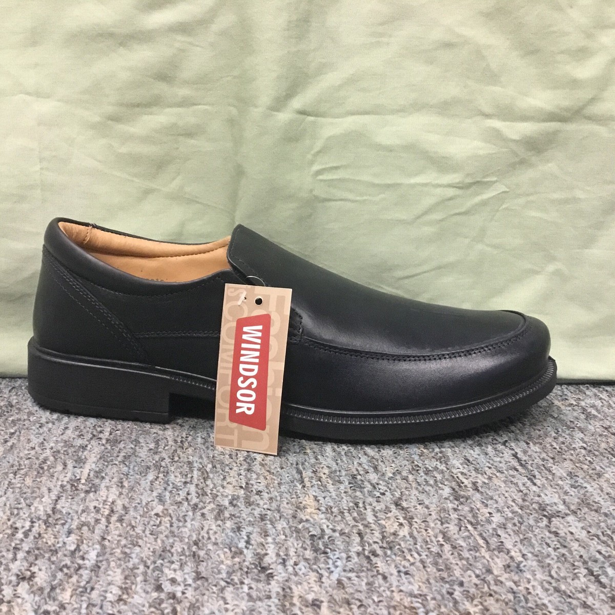 New Men's Windsor From Liberty Black 3015-15 Leather Slip-on Dress