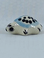 Vintage Tonala Stoneware Pottery Turtle Hand Painted from Mexico 2"