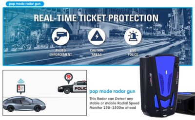Radar Detector Driving Aids, City/Highway Mode, Long Range Tracking, Led Display