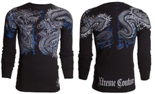 Xtreme Couture by Affliction Men's Thermal Shirt Double Up Black Biker S-2XL