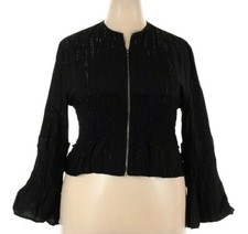 Nwt Muse Couture Black W/silver Stripes Smocked Waist Jacket Size 20 (us 10)