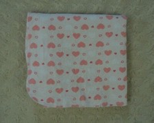 Just One You By Carter's Hearts Baby Receiving Blanket White Pink Flannel