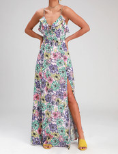 Lulus Lovely Blush Pink Floral Print Sleeveless Maxi Women  s Dress New NWT XS