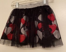 Disney Minnie Mouse Girls, Black Polka Dot Tutu Skirt Heart Skort Headband.