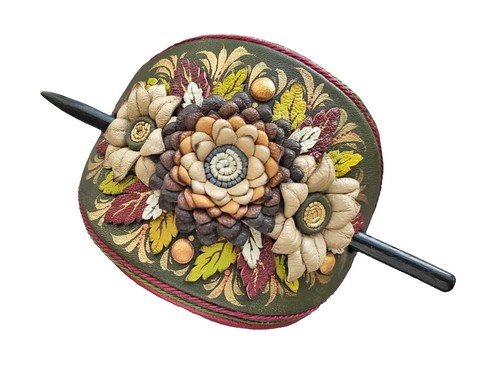 Handmade Leather Red Floral Hair Barrette | Colombian Artisan Flower Clip Red Leather Flowers Barrette, Hair Clips Made by Oxana - Etsy main image 4