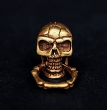 10X Antique Brass Skull Bone Ring Wallet Chain Connector DIY Leathercraft Concho