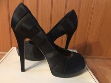 BCBG Max Azria MA-LAURYN1 Black Satin Pumps Heels Shoes SIze 9M