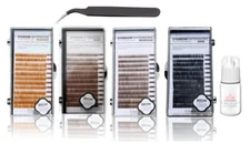 Eyebrow Extensions Kit with 4-Colors Mink Eyebrows Trays & Tweezer and Brow Glue