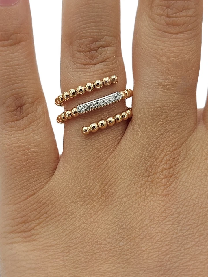 Anello da donna Giorgio Visconti in oro bianco e oro rosa 18kt e diamanti 0.07ct - Immagine 3 di 4