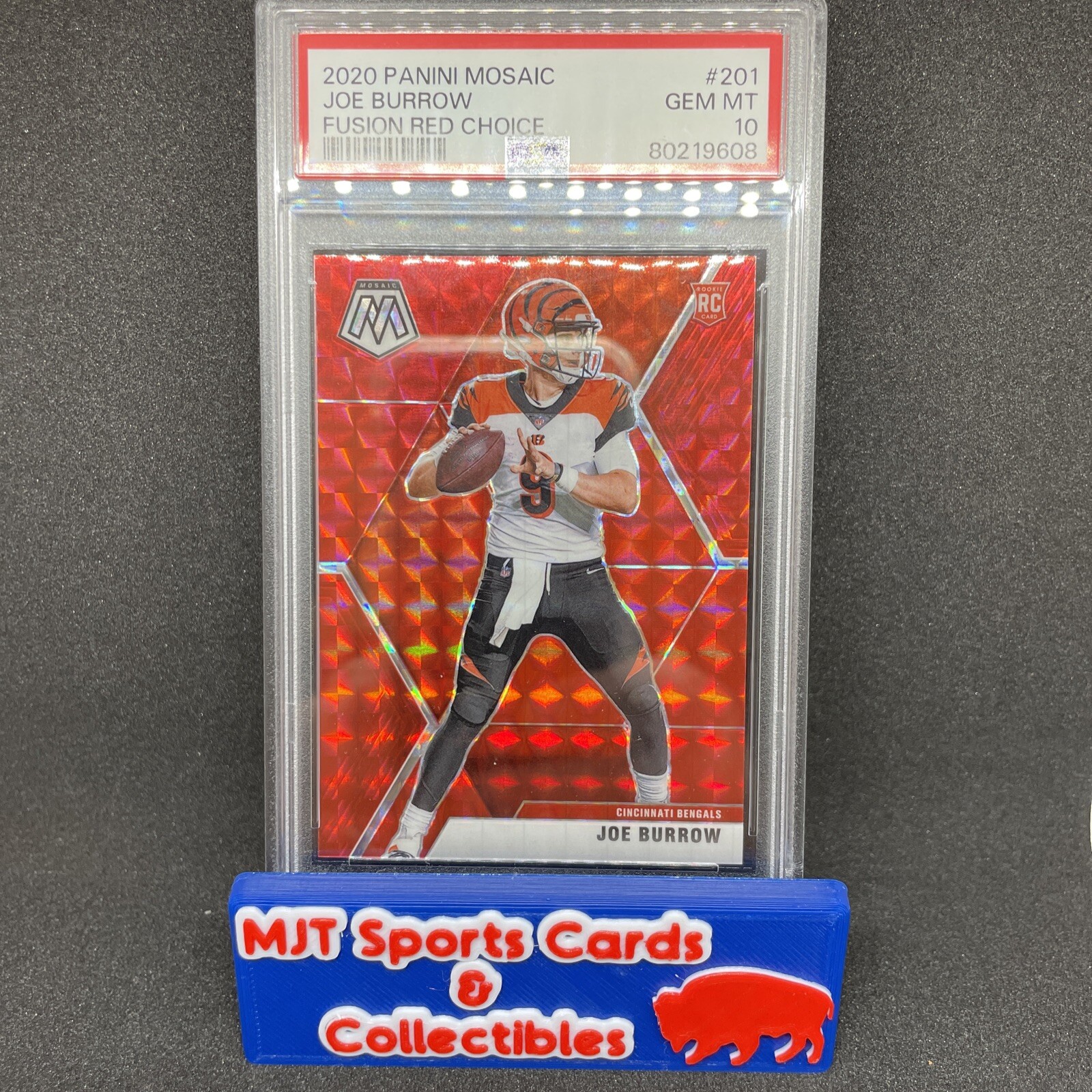 2020 Panini Mosaic Joe Burrow RC #201 Fusion Red Choice Rookie SSP /80 PSA 10
