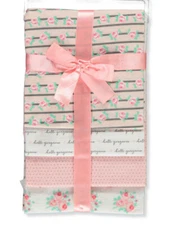 RECEIVING X4 - PETITE GIRLS - FLOWER STRIPED PINK - BLANKETS COTTON 4 PACK BABY