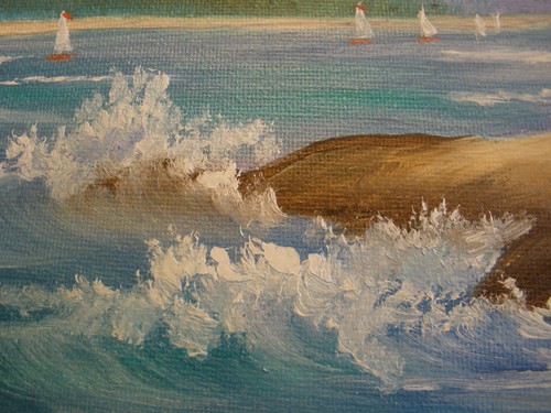 11 x 14 Oil Painting on Canvas Board.............Sailboats on Bay - Picture 4 of 11